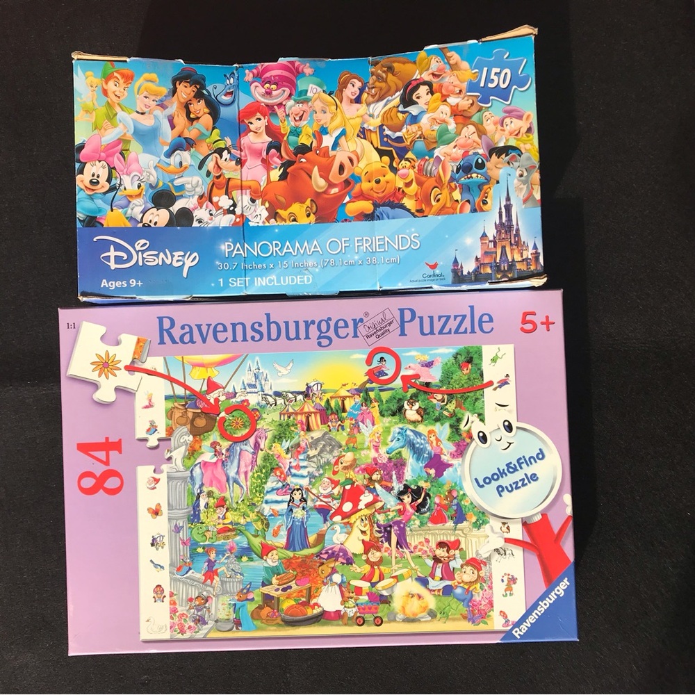 Ravensburger Look & Find Kids Puzzle and Disney Panorama of Friends Bundle